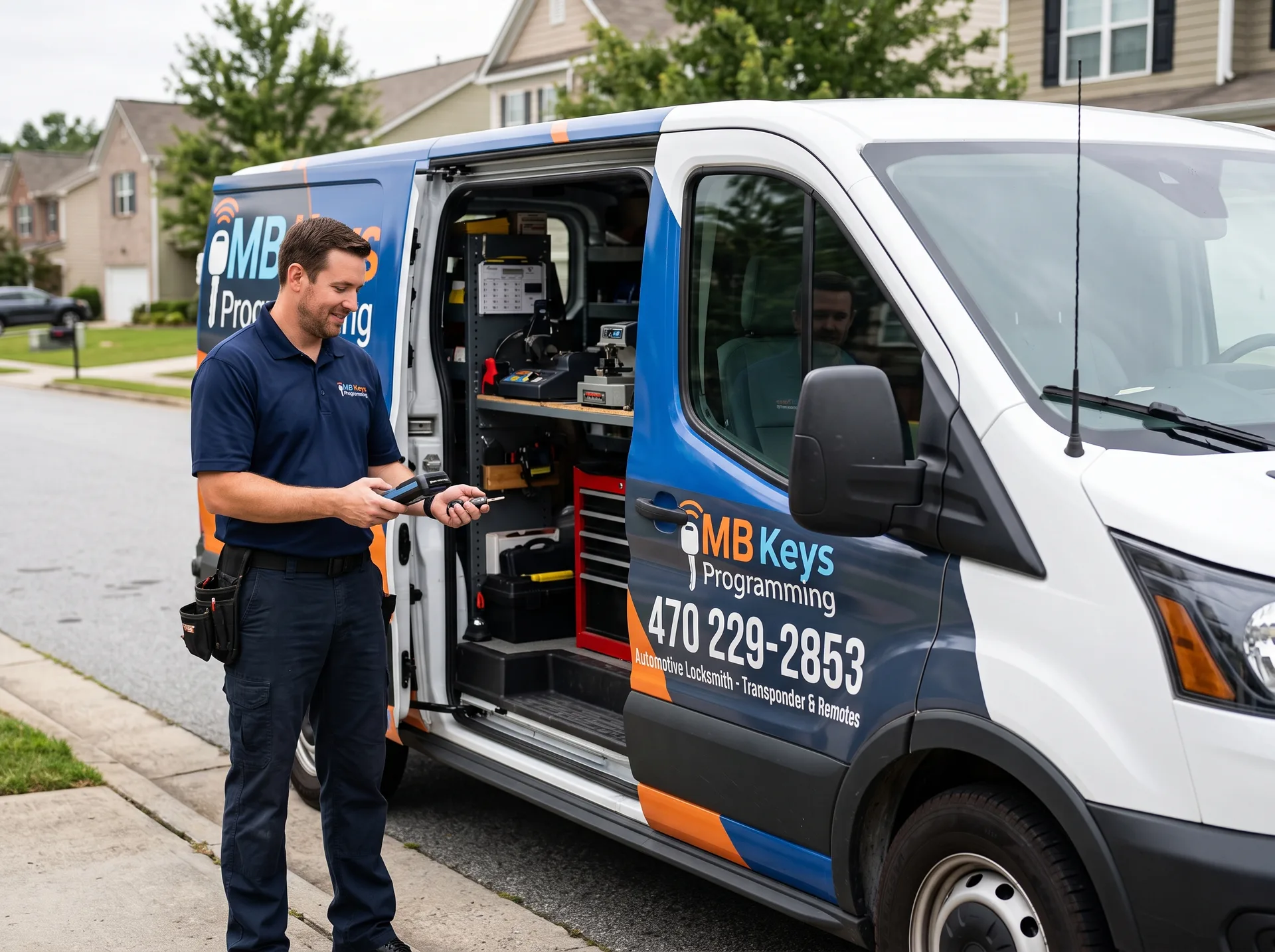 Mercedes-Benz key technician ready to take a call